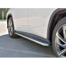 Пороги с площадкой алюминиевый лист 42 мм вариант 1 для Lexus RX Long 2018-2024