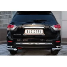Защита задняя двойные уголки 57-42 мм для Nissan Pathfinder 2014-2020