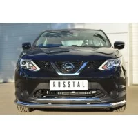 Защита передняя двойная 57-75х42 мм для Nissan Qashqai 2014-2024
