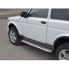 Пороги с площадкой алюминиевый лист 42 мм вариант 2 для ВАЗ 4x4 Urban 2015-2021