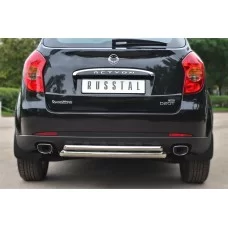 Защита заднего бампера двойная 57-42 мм для Ssangyong Actyon 2010-2013
