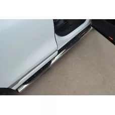 Пороги труба 76 мм с накладками вариант 3 для Volkswagen Touareg 2010-2014