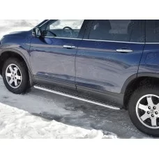 Пороги с площадкой алюминиевый лист 42 мм вариант 1 для Honda Pilot 2016-2022