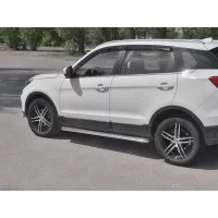 Пороги с площадкой алюминиевый лист 42 мм вариант 1 для Lifan X70 2018-2020