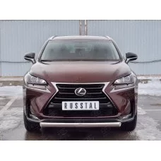 Защита передняя овальная 75х42 мм для Lexus NX-200 2014-2017