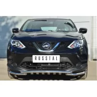 Защита передняя двойная с клыками 42-42 мм для Nissan Qashqai 2014-2024