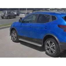 Пороги труба с площадкой нержавеющий лист 42 мм для Nissan Qashqai 2019-2024