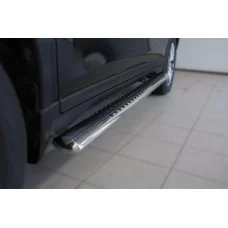 Пороги труба овальная с проступью 75х42 мм для Nissan X-Trail 2015-2018