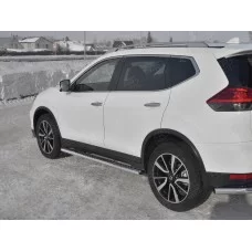 Пороги труба овальная с проступью 120х60 мм для Nissan X-Trail T32 2019-2024