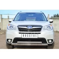 Защита передняя овальная двойная 75х42 мм для Subaru Forester SJ 2013-2016