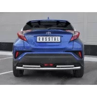 Защита заднего бампера двойная дуга 57-42х2 мм для Toyota C-HR 2018-2024
