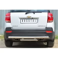 Защита заднего бампера двойная 57-42 мм дуга для Chevrolet Captiva 2013-2018