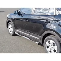 Пороги труба с накладками 76 мм вариант 2 для Hyundai Creta 2016-2021