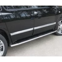 Пороги труба 42 мм по колесной базе вариант 1 для Infiniti QX56 2004-2010