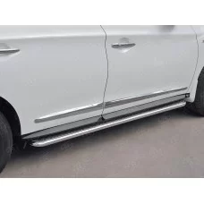 Пороги с площадкой алюминиевый лист 42 мм вариант 1 для Infiniti QX60 2016-2020