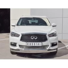 Защита передняя овальная двойная 75х42 мм для Infiniti QX60 2016-2020