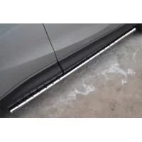 Защита штатных порогов 75х42 мм с проступью для Mazda CX-5 2011-2015