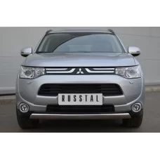 Защита передняя овальная 75х42 мм для Mitsubishi Outlander 2012-2014