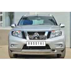 Защита передняя овальная двойная 75х42 мм для Nissan Terrano 2014-2024