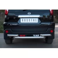Защита заднего бампера двойная 76-57 мм для Nissan X-Trail 2010-2015