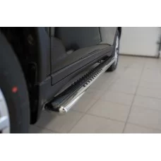 Пороги труба овальная с проступью 120х60 мм для Nissan X-Trail 2015-2018