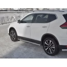 Пороги труба овальная с проступью 75х42 мм для Nissan X-Trail T32 2019-2024
