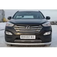 Защита переднего бампера 76 мм секции для Hyundai Santa Fe 2012-2015
