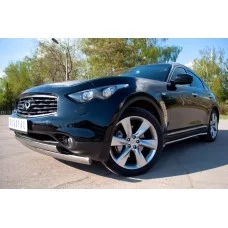 Защита переднего бампера 75х42-75х42 овал для Infiniti FX37/QX70 2009-2017