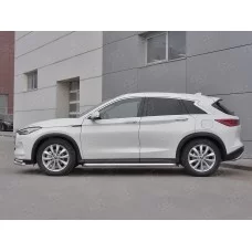 Пороги с площадкой нержавеющий лист 57 мм для Infiniti QX50 2018-2024