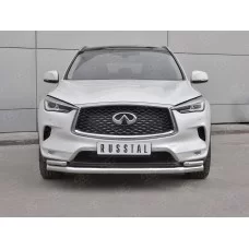 Защита передняя двойная 57-42х2 мм секции-дуга для Infiniti QX50 2018-2024