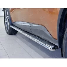 Пороги труба овальная с проступью 120х60 мм для Nissan Murano 2016-2024
