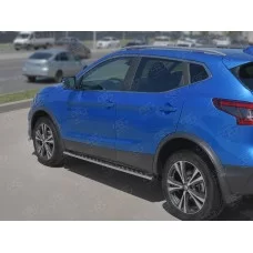 Пороги труба овальная с проступью 75х42 мм для Nissan Qashqai 2019-2024