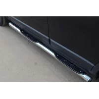 Пороги труба с накладками 76 мм вариант 2 для Opel Antara 2010-2017