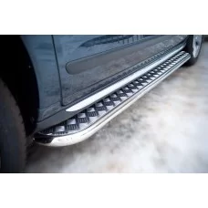 Пороги с площадкой алюминиевый лист 42 мм для Peugeot 3008 2009-2014