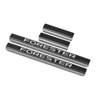 Накладки на пороги Russtal карбон с надписью для Subaru Forester 2016-2018