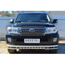 Защита передняя двойная уголки и зубы 76-42 мм для Toyota Land Cruiser 200 2012-2015