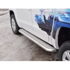 Пороги с площадкой нержавеющий лист 57 мм для Volkswagen Amarok 2016-2024