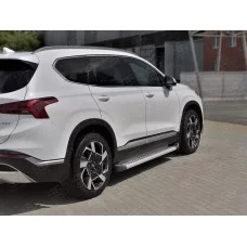 Пороги алюминиевые Сити для Hyundai Santa Fe 2021-2024