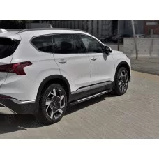 Пороги алюминиевые Элеганс для Hyundai Santa Fe 2021-2024