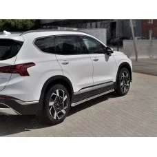 Пороги труба 57 мм вариант 1 для Hyundai Santa Fe 2021-2024