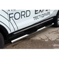 Пороги труба с накладками 76 мм серебристая для Ford Explorer 2018-2019