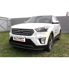 Защита переднего бампера 57 мм радиусная чёрная для Hyundai Creta 2016-2021