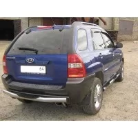 Защита заднего бампера 76 мм с проступями чёрная для Kia Sportage 2008-2010
