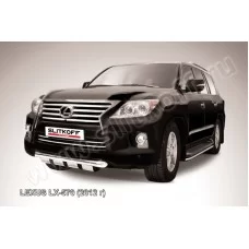 Защита переднего бампера 76 мм с профильной ЗК для Lexus LX-570 2012-2024