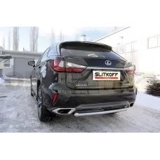Защита заднего бампера 57 мм короткая серебристая для Lexus RX-350 2015-2024