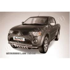 Защита передняя двойная 57-57 мм серебристая для Mitsubishi L200 2006-2015