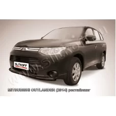 Защита передняя двойная 57-42 мм чёрная для Mitsubishi Outlander 2014-2015