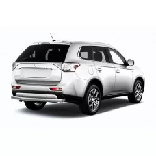 Защита заднего бампера 57 мм короткая серебристая для Mitsubishi Outlander 2015-2018