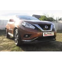 Защита передняя двойная 57-42 мм длинная чёрная для Nissan Murano 2016-2024