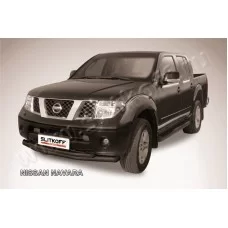 Защита передняя двойная 76-57 мм чёрная для Nissan Navara 2005-2015